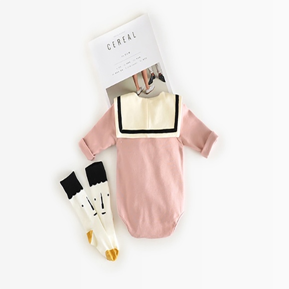 Yellow Sailor Collar Bodysuit for Kids - Picture 10 of 13